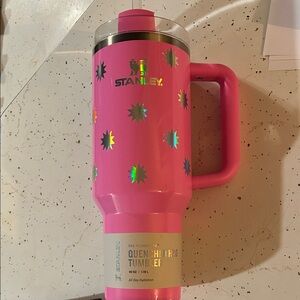 40 oz Stanley x Target Pink Tumbler with Holographic Stars